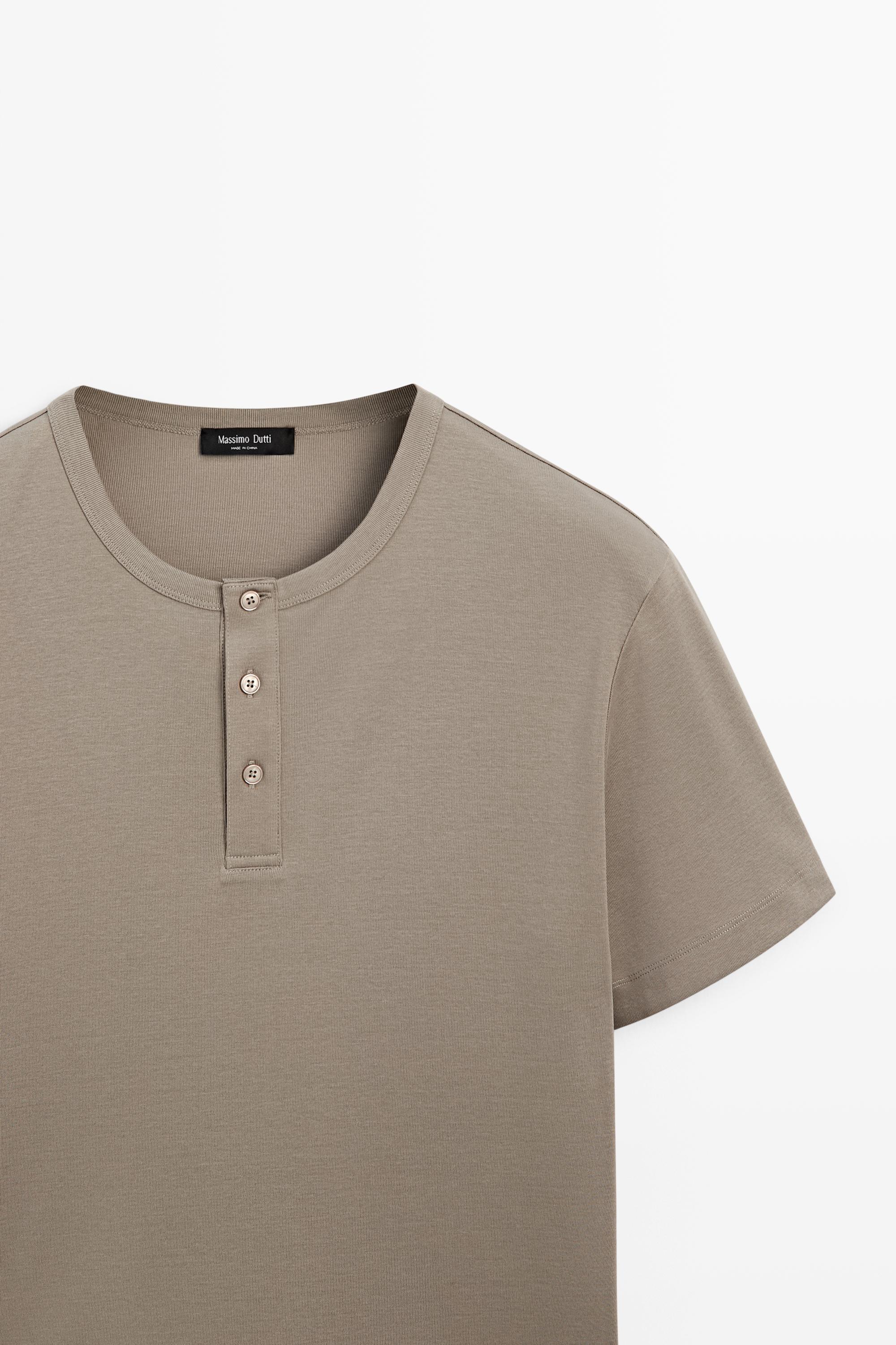 100% cotton henley T-shirt